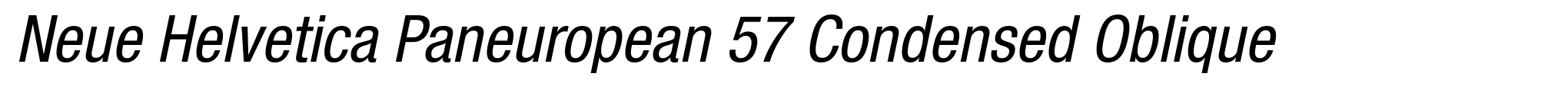 Neue Helvetica Paneuropean 57 Condensed Oblique image